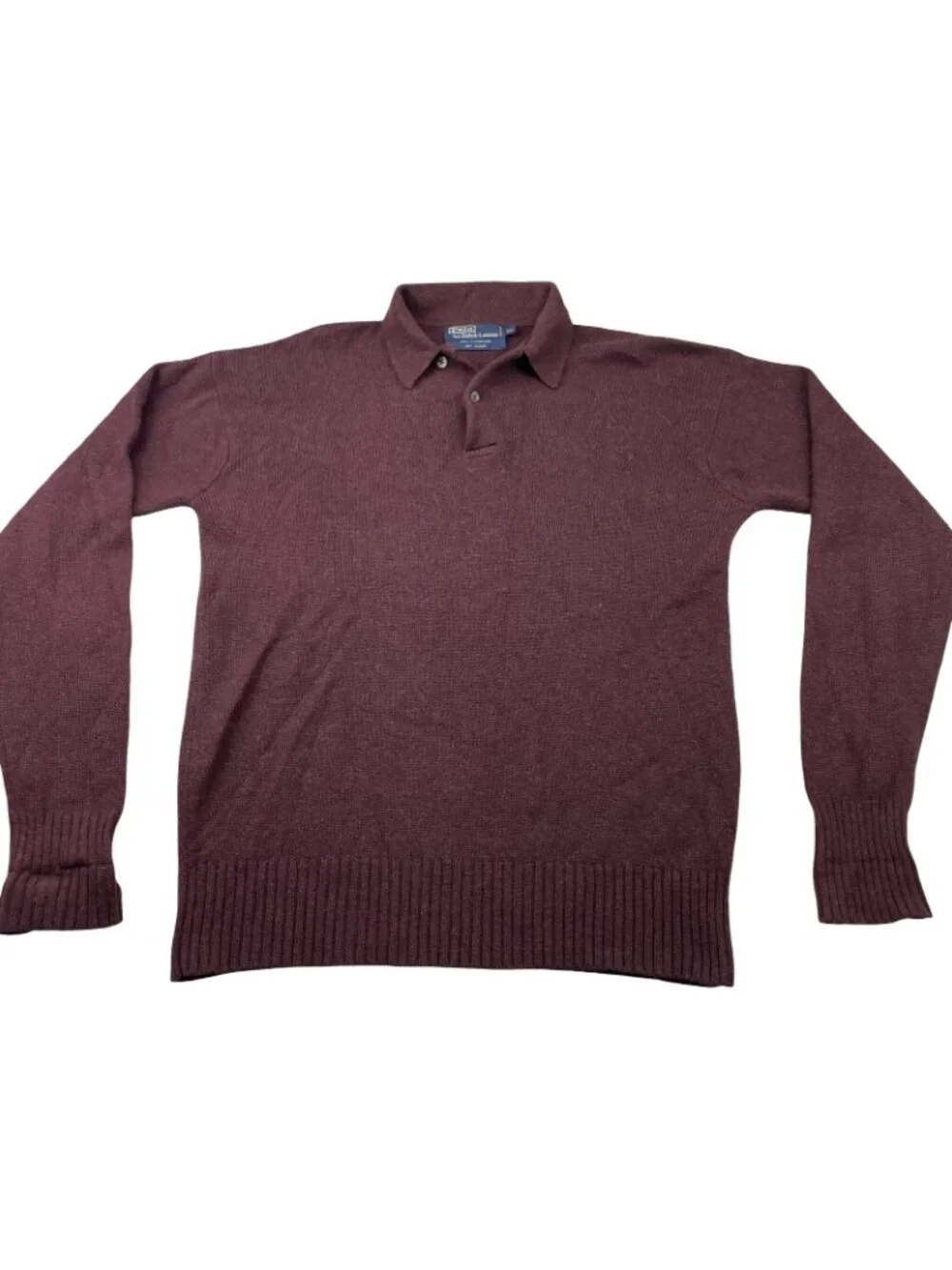 VTG Polo Ralph Lauren Men's 100% Cashmere Polo Sweater Purple • Size 40 | Medium